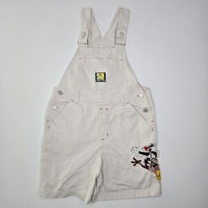 Vintage‎ Looney Tunes Kids Overalls Size 12 Youth Kids Tan Khaki VTG